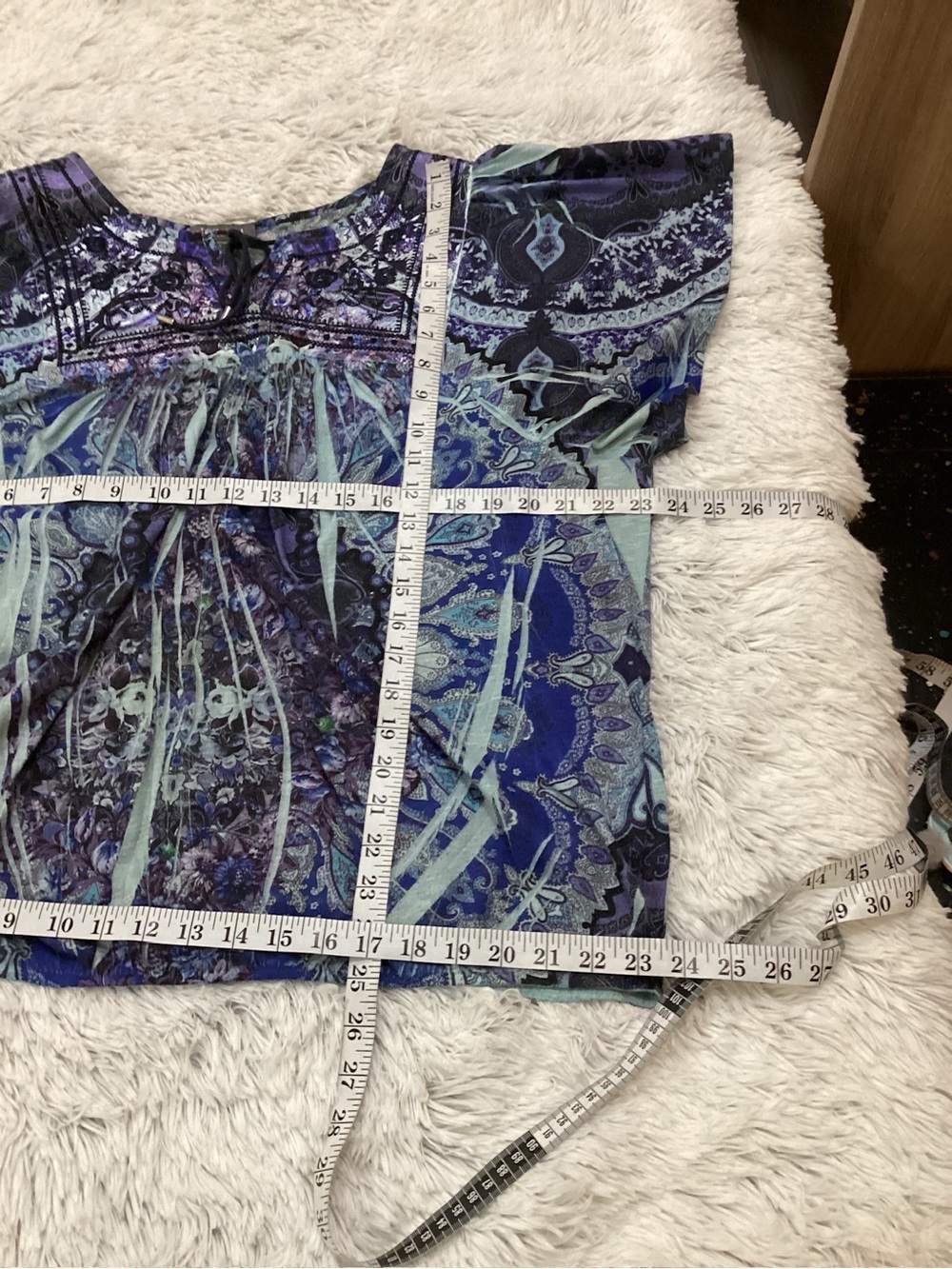 Roz & Ali Women’s 1X Paisley Lace Back Peasant Blouse - Picture 6 of 16